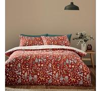 Catherine Lansfield Enchanted Twilight Animals Reversible Double Duvet Cover Set with Pillowcases Burnt Orange