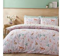 Catherine Lansfield Enchanted Twilight Animals Reversible Double Duvet Cover Set With Pillowcases Lilac