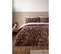Catherine Lansfield Enchanted Twilight Animals Reversible Double Duvet Cover Set with Pillowcases Chocolate
