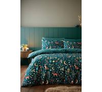'Enchanted Twilight Animals' Reversible Duvet Cover Set Catherine Lansfield Green King