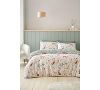 Catherine Lansfield Enchanted Twilight Animals Reversible Single Duvet Cover Set with Pillowcase Natural