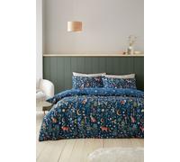 Catherine Lansfield Enchanted Twilight Animals Reversible King Duvet Cover Set with Pillowcases Navy Blue