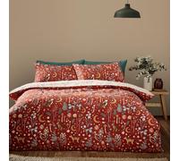 Catherine Lansfield Enchanted Twilight Animals Reversible King Duvet Cover Set with Pillowcases Burnt Orange