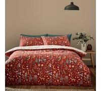 Catherine Lansfield Enchanted Twilight Animals Reversible King Duvet Cover Set With Pillowcases Burnt Orange