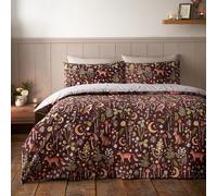 Catherine Lansfield Enchanted Twilight Animals Reversible King Duvet Cover Set with Pillowcases Chocolate