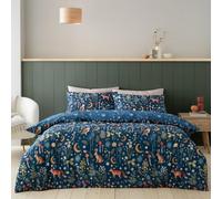 Catherine Lansfield Enchanted Twilight Animals Reversible King Duvet Cover Set with Pillowcases Navy Blue