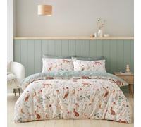 Catherine Lansfield Enchanted Twilight Animals Reversible Single Duvet Cover Set with Pillowcase Natural