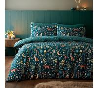 Catherine Lansfield Enchanted Twilight Reversible King Duvet Cover Set with Pillowcases Forest Green