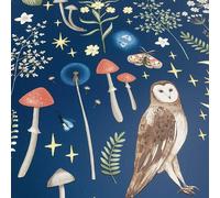 Catherine Lansfield Enchanted Twilight Navy Wallpaper Flowers Animal Print