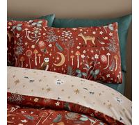 Catherine Lansfield Enchanted Twilight Animals Reversible Single Duvet Cover Set With Pillowcase Burnt Orange