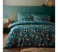 Catherine Lansfield Enchanted Twilight Reversible Double Duvet Cover Set with Pillowcases Forest Green