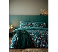 Catherine Lansfield Enchanted Twilight Reversible King Duvet Cover Set with Pillowcases Forest Green