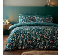 Catherine Lansfield Enchanted Twilight Reversible King Duvet Cover Set with Pillowcases Forest Green
