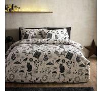 Catherine Lansfield Enchanted Witchcraft Reversible Single Duvet Cover Set with Pillowcase Black/Natural