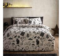 Catherine Lansfield Enchanted Witchcraft Reversible King Duvet Cover Set With Pillowcases Black / Natural