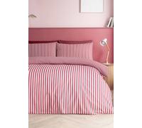 Catherine Lansfield Epping Textured Stripe Reversible King Duvet Cover Set with Pillowcases Burgundy