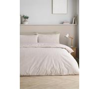Catherine Lansfield Epping Textured Stripe Reversible Duvet Cover Set Natural - Single - Natural