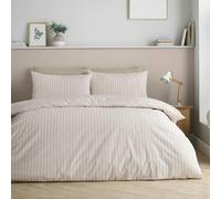 Catherine Lansfield Epping Textured Stripe Reversible Duvet Cover Set Natural - Single - Natural