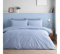 Catherine Lansfield Epping Textured Stripe Reversible Single Duvet Cover Set With Pillowcase Blue