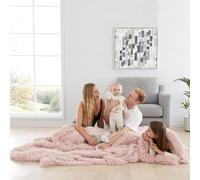 Catherine Lansfield Extra Large Cuddly Deep Pile Faux Fur Family Size 245x280cm Large Blanket Throw Blush
