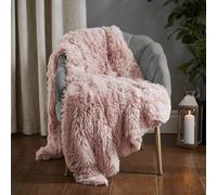 Catherine Lansfield Extra Large Cuddly Deep Pile Faux Fur Family Size Large Blanket Throw Blush Pink