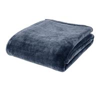 Catherine Lansfield Extra Large Raschel Velvet Touch 200x240cm Blanket Throw Navy Blue