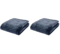 Catherine Lansfield Extra Large Raschel Velvet Touch 200X240cm Throw Navy (Pack of 2)