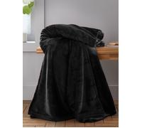 Catherine Lansfield Extra Large Raschel Velvet Touch 200x240cm Blanket Throw Black