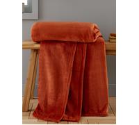 Catherine Lansfield Extra Large Raschel Velvet Touch 200x240cm Blanket Throw Burnt Orange