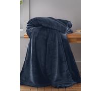 Catherine Lansfield Downstairs Living Extra Large Raschel Velvet Touch 200X240Cm Blanket Throw Navy
