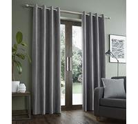 Faux Suede Eyelet Curtains Grey 66" x 90"