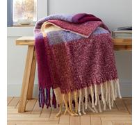 Catherine Lansfield Faux Mohair Check 130x170 cm Blanket Throw Plum