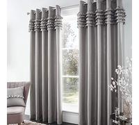 Catherine Lansfield Flamenco Eyelet Curtains 90x90 Inch Silver