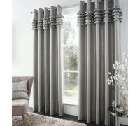 Catherine Lansfield Flamenco Fully Lined Eyelet Curtains Silver - Silver - 90x90" - Curtains