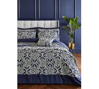 Catherine Lansfield Flock Trellis Duvet Cover Set Navy