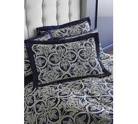 Catherine Lansfield Flock Trellis Pair of Pillowshams Navy