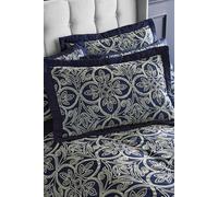 Catherine Lansfield Flock Trellis Pillowsham Pair with envelope closure Navy Blue