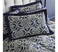 Catherine Lansfield Flock Trellis Pillowsham Pair with envelope closure Navy Blue
