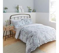 Catherine Lansfield Floral Butterfly Easy Care Double Duvet Set Duck Egg