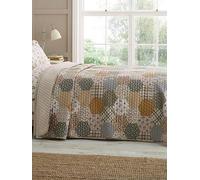 Catherine Lansfield Floral Patchwork Quilted 220x230cm Bedspread Natural