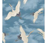Catherine Lansfield Flying Cranes Wallpaper in Blue Catherine Lansfield Blue