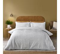 Catherine Lansfield Folkstone Geo Double Duvet Cover Set With Pillowcases White