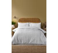Catherine Lansfield Folkstone Geo Super King Duvet Cover Set with Pillowcases White