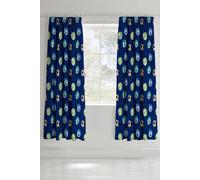 Catherine Lansfield Kids Living Football 66X72 Inch Pencil Pleat Curtains Two Panels Blue
