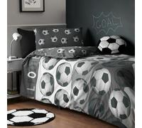 Catherine Lansfield Football Reversible Duvet Cover Set Grey - Double - Grey