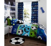 Catherine Lansfield Football Reversible Single Duvet Cover Set With Pillowcase Blue