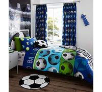 Catherine Lansfield Football Reversible Single Duvet Cover Set with Pillowcase Blue