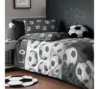 Catherine Lansfield Football Reversible Single Duvet Cover Set with Pillowcase Grey