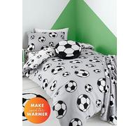 Catherine Lansfield Football Soft Cosy Fleece Grey Duvet Cover Set Grey