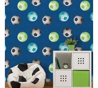 Catherine Lansfield Football Wallpaper - Blue